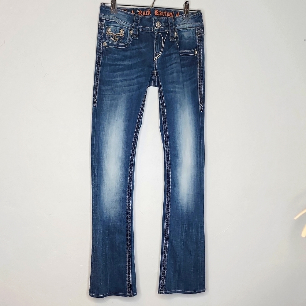 Sz25 Rock revival louis bootcut low ries jeans.    F15